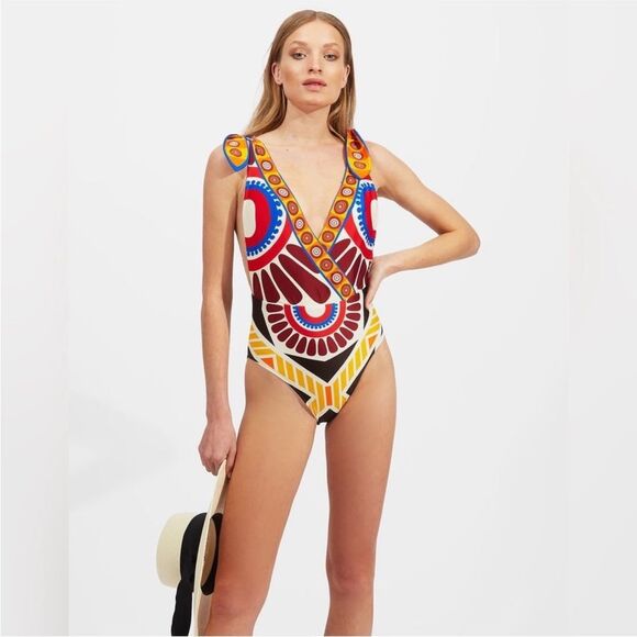 La DoubleJ Hazzard Swimsuit in Solar Placee XS $420 NWT Multicolor Print - Picture 1 of 16